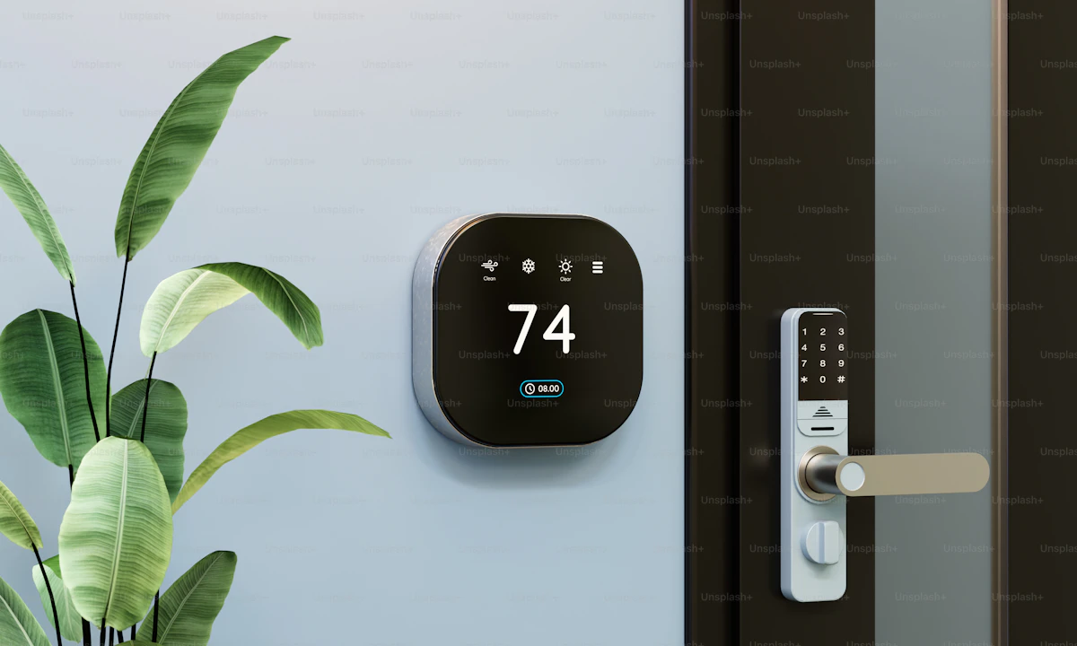 Mano controlando luces y dispositivos desde un móvil