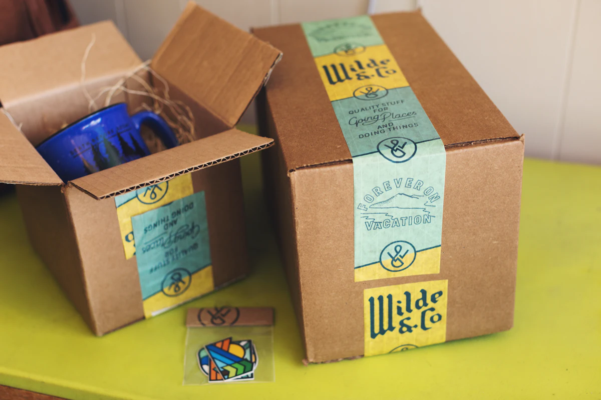 Cajas de cartón marrón sobre una mesa