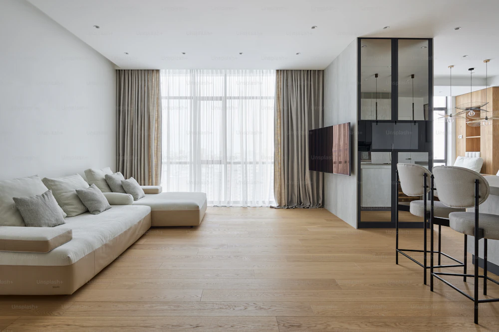 Suelo de madera con muebles