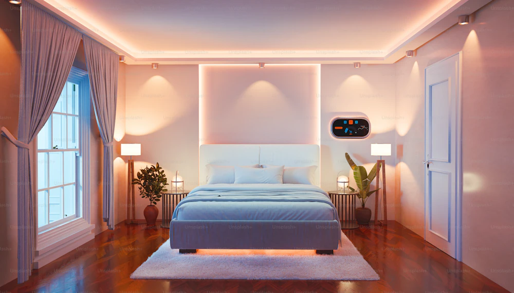 Lámpara encendida en una habitación