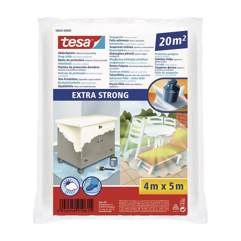 tesa, plástico de cubrición de 20 m²